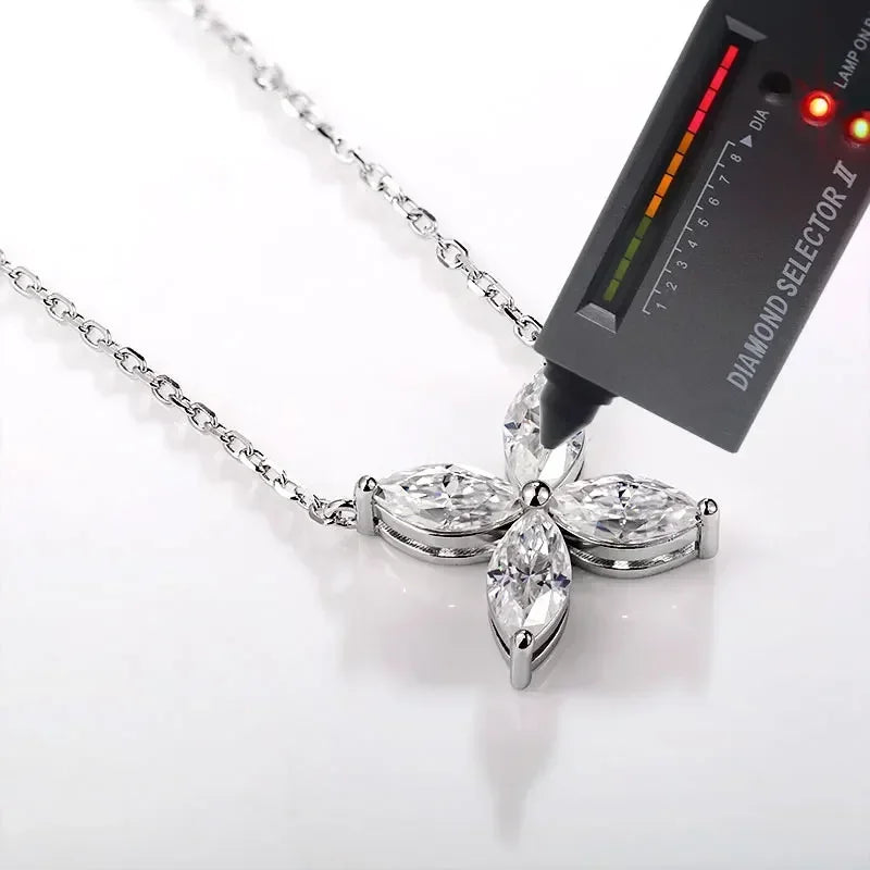 Moissanite Earrings Necklace Set 925 Sterling Silver Platinum Plated D Color Sparkling Jewelry For Women Gift With Certificate