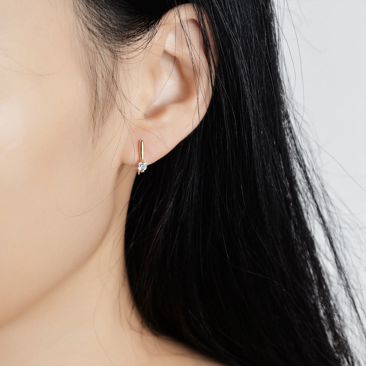 Moissanite Earrings Lab Diamond 925 Sterling Silver with White Champagne Gold Plated Studs Hoop Earring Wedding Jewelry
