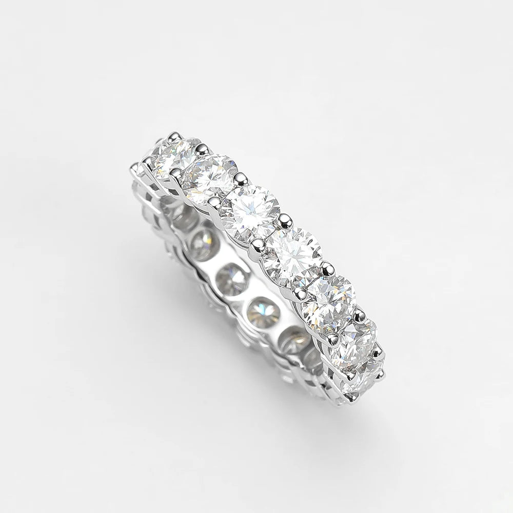 OEVAS 5MM Moissanite Full Eternity Band For Women S925 Sterling Silver Plated 18K Gold Lab Diamond Band Wedding Fine Jewelry