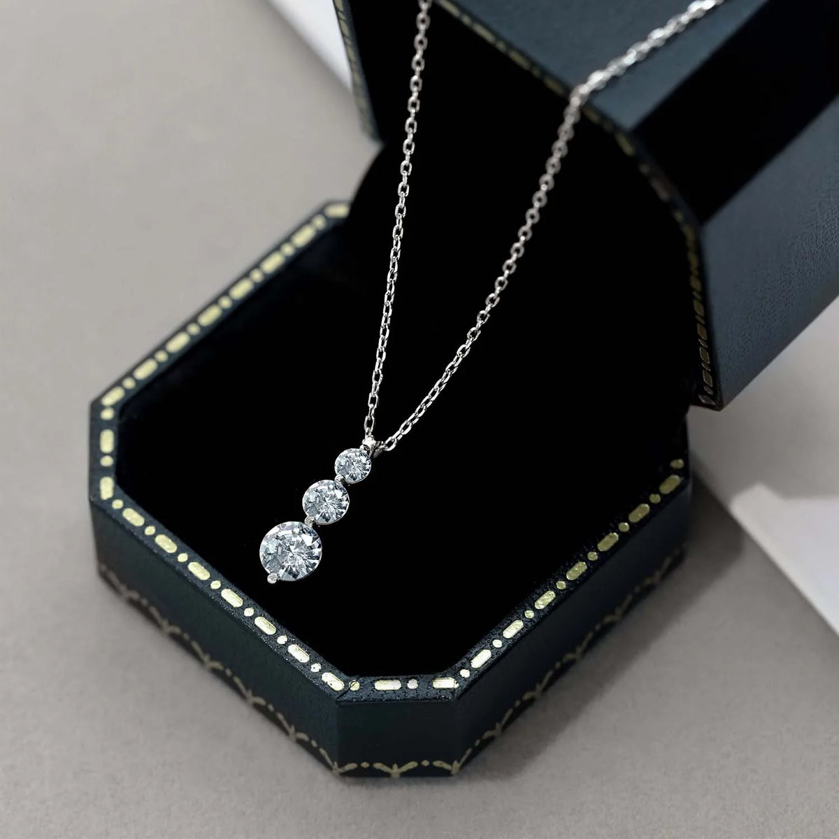 EWYA 3-Stone Round Cut All Moissanite Earrings Ring Pendant Women Full Lab Diamond 925 Silver Party Bridal Fine Jewelry Set Gift