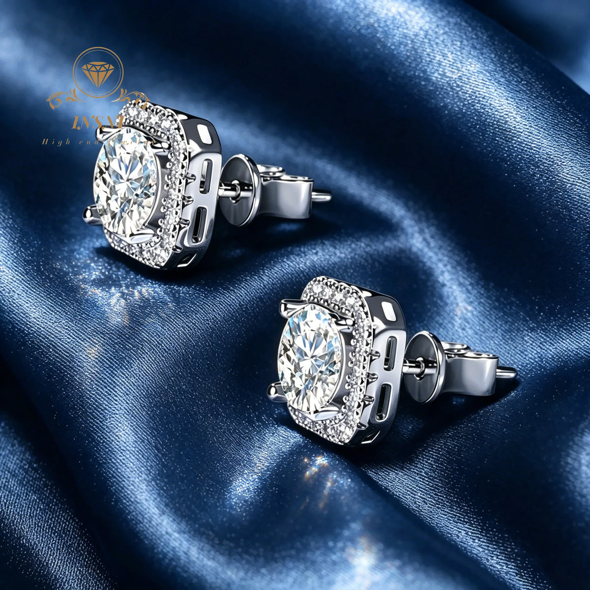 Moissanite Square Stud Earrings S925 Sterling Silver Light Luxury Men's and Women's Jewelry Affordable Gifts Daily Commuter