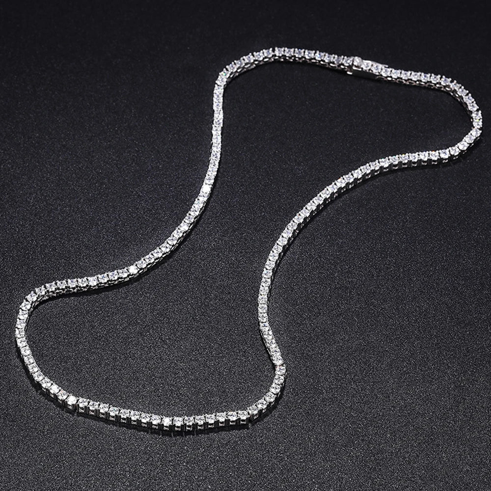 YLMyself 925 Silver Moissanite Tennis Necklace 2.5mm Diamond Chain 15-24 Inch Elegant Fine Jewelry Gift For Women