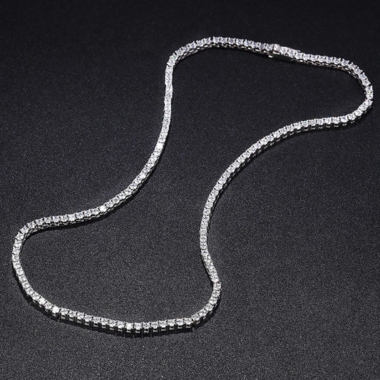 YLMyself 925 Silver Moissanite Tennis Necklace 2.5mm Diamond Chain 15-24 Inch Elegant Fine Jewelry Gift For Women