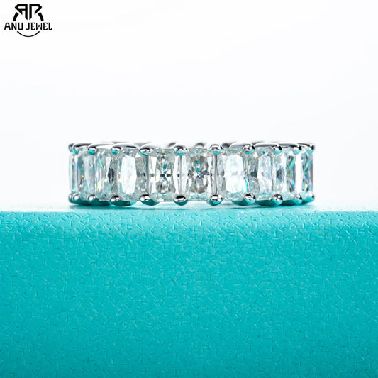 AnuJewel 3*5mm 8.1cttw Emerald Moissanite Eternity Ring