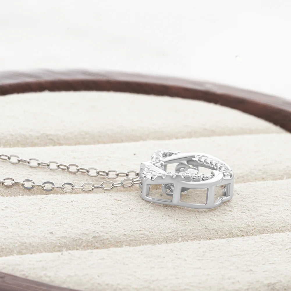 Moissanite Necklace For Women 100% Sterling S925 Silver With White Gold Plated Lab Diamond Jewelry Wedding Pendant with O-chain
