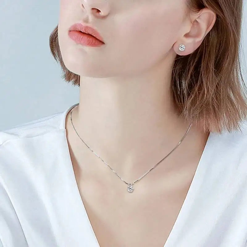 JoiasHome 925 Silver Gold Plated Moissanite Set Earrings Pendant Necklace For Women Men Gift