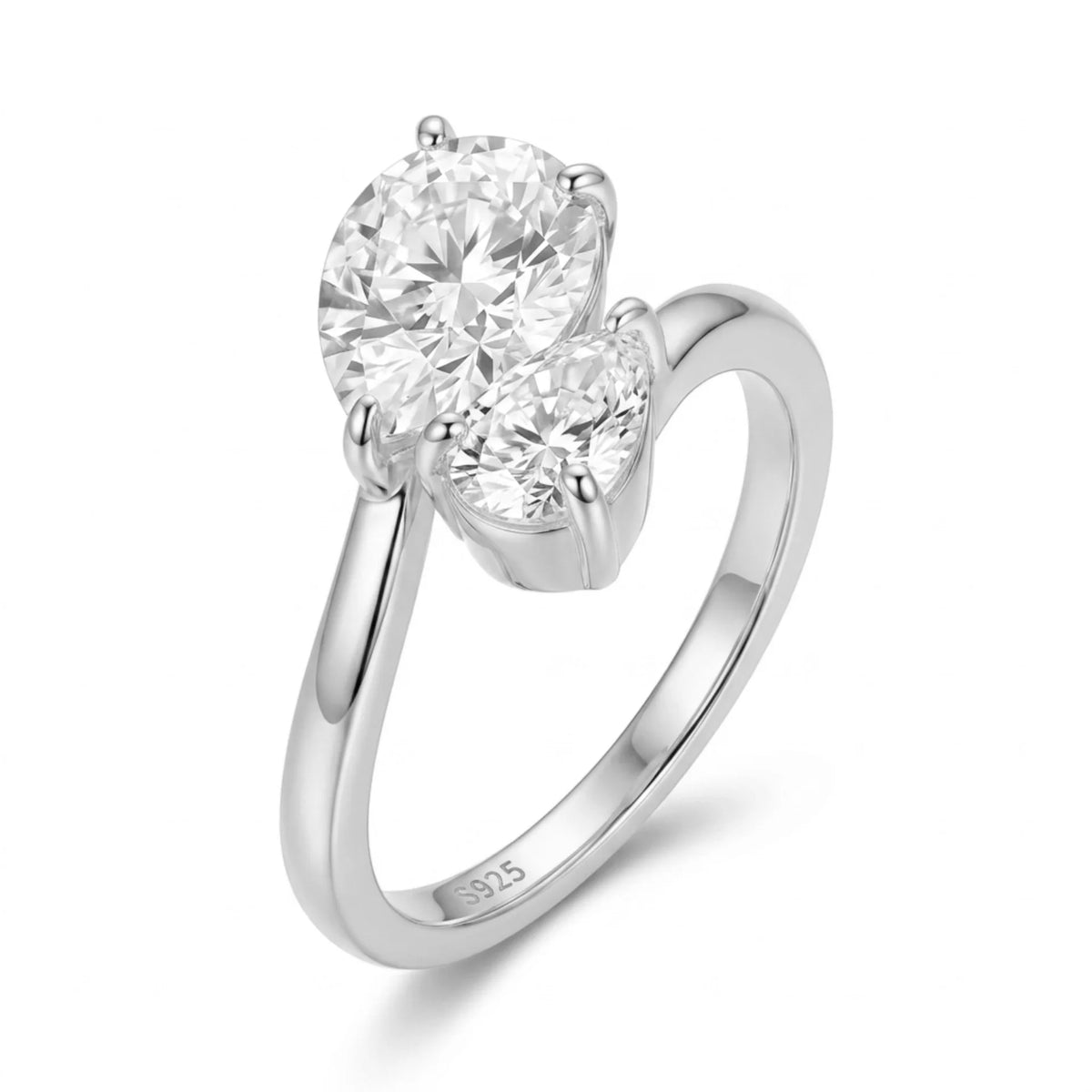 2.8cttw Toi Et Moi Pear Moissanite Ring for Women Two Stone Engagement Ring Double Waterdrop 925 Sterling Silver Jewelry Wedding
