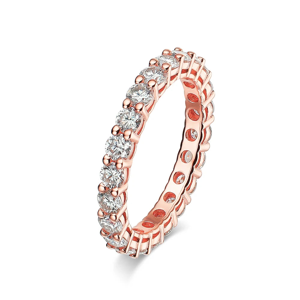 OEVAS 5MM Moissanite Full Eternity Band For Women S925 Sterling Silver Plated 18K Gold Lab Diamond Band Wedding Fine Jewelry