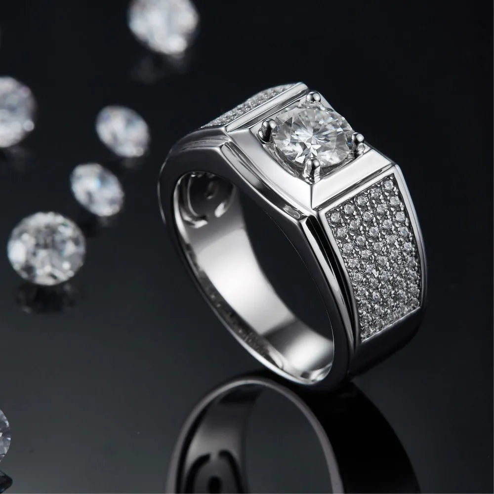 MuShan Brand Jewelry 925 Sterling Silver Ring Brilliant Moissanite Minimalist Ring for Her 18K Gold Plated MST Patent Jewellery