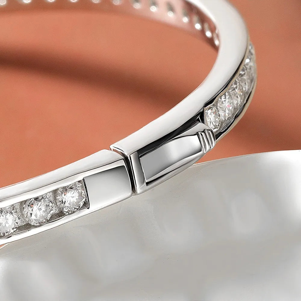 TBCYD Moissanite Bangle S925 Silver Bracelet for Woman Anniversary Fine Jewelry Gift Simple Trendy Feminina Jewelry