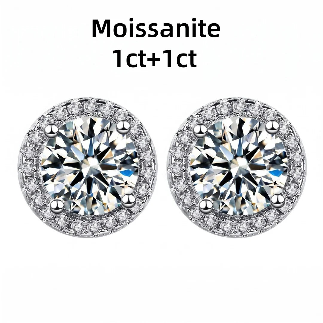 1ct D Color Moissanite Earring for Women Wedding Fine Jewely with GRA 925 Sterling Sliver Plated 18k White Gold Earring Gift