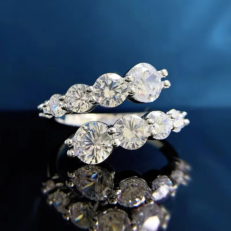 3.26cttw All Moissanite Rings for Woman Sparkling Diamond Wedding Band Anniversary Engagement Ring 925 Sterling Silver Jewelry