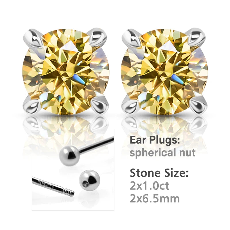 GIGAJEWE 925 Sterling Silver 4-Prong Stud Earrings D Color & Nova Color Moissanite Earrings for Women Fine Jewelry Gift