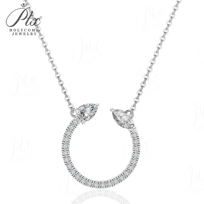 Moissanite Pendant Necklace Water Drop 925 Sterling Silver 18K Gold Plated Classical Unique Gift for Woman Holycome Jewelry