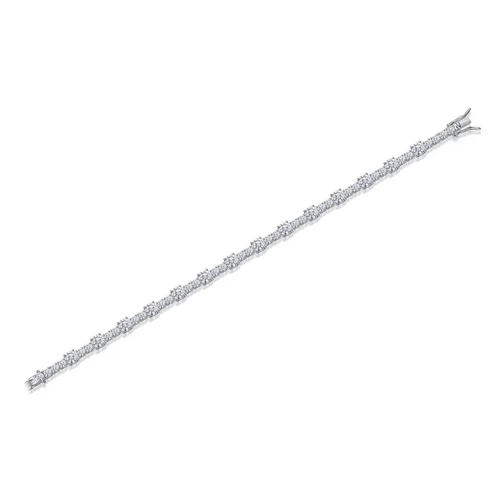 LinkerLove S925 Sterling Silver Bangle for Women 3/5mm Moissanite Diamond Bracelet 18K Gold Plated Wedding Party Luxury Jewelry