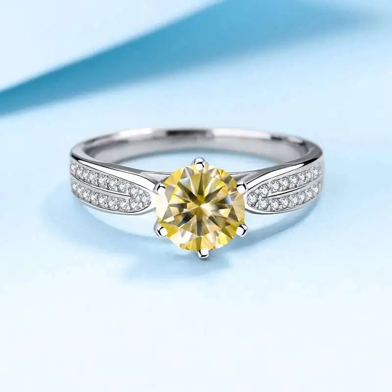 1CT 6.5MM D Color VVS GRA Moissanite Ring For Charm Lady 925 Sterling Silver Female Fine 925 Sterling Silver Jewelry Wholesale