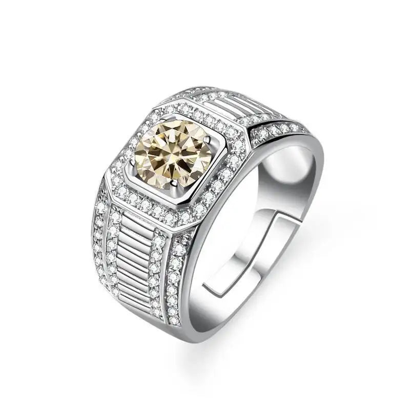 1CT Moissanite Men's Ring 925 Sterling Silver With Bright Fire Color Luxury Couple Wedding Band For Men 2026