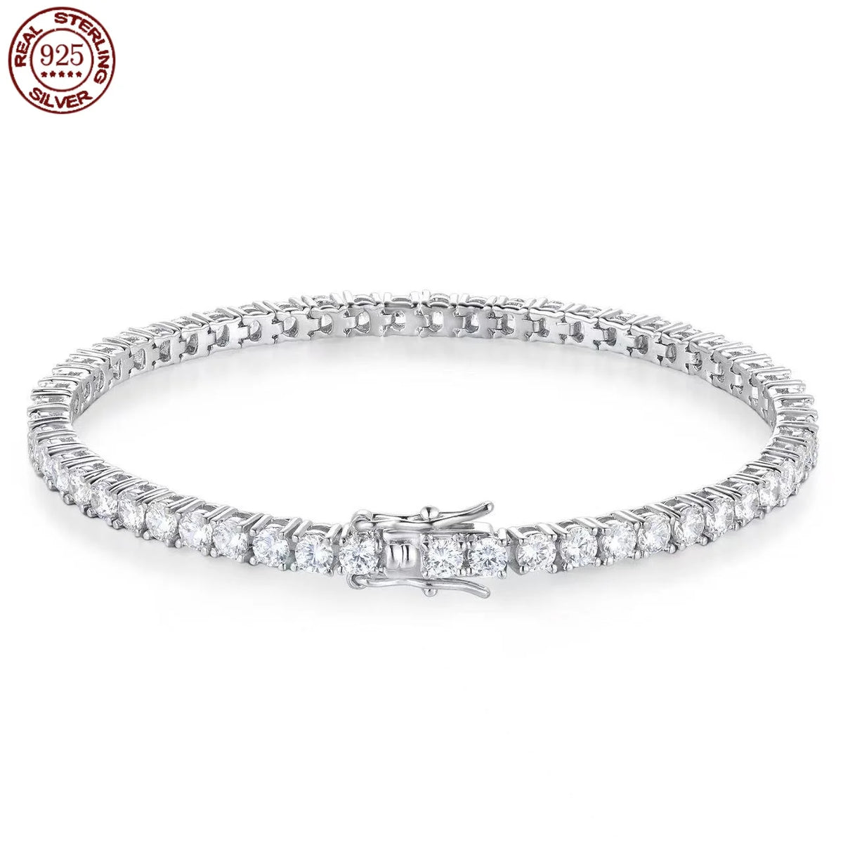 100% Real Moissanite Tennis Bracelet 925 Sterling Silver Plated 18K Gold with GRA Bracelet for Women Man Sparkling Party Jewelry