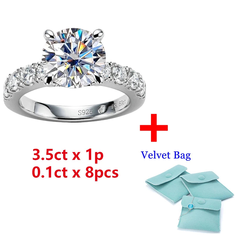 4.3 CT Round Cut Four-Prong Moissanite Engagement Ring