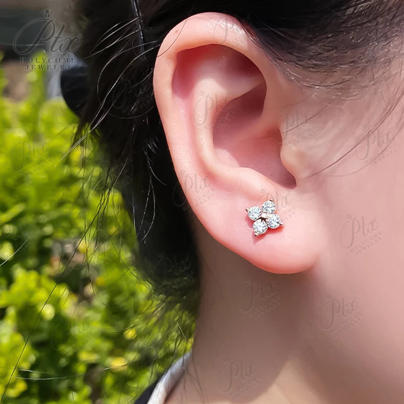 Moissanite Stud Earrings 925 Sterling Silver Screw-Back Piercing Ear Jewelry for Women Men Gifts