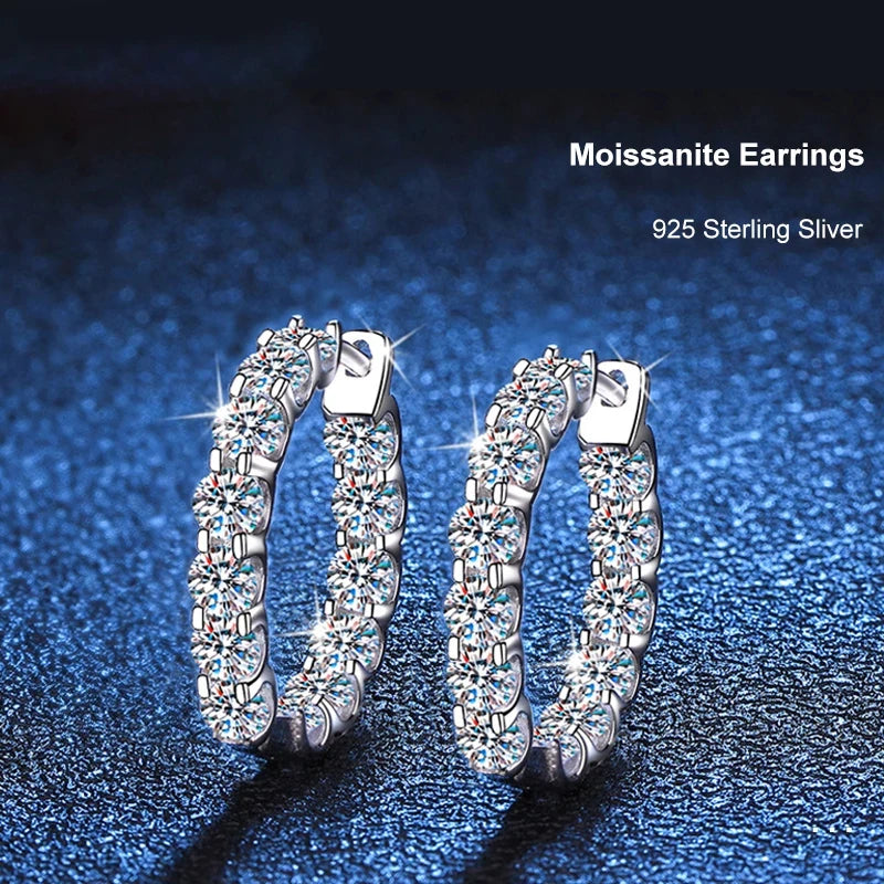 2.6CT D Color Moissanite Hoop Earring 925 Sterling Silver Plated with 18k Gold Earrings for Women Sparkling Party Jewelry
