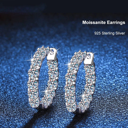 2.6CT D Color Moissanite Hoop Earring 925 Sterling Silver Plated with 18k Gold Earrings for Women Sparkling Party Jewelry