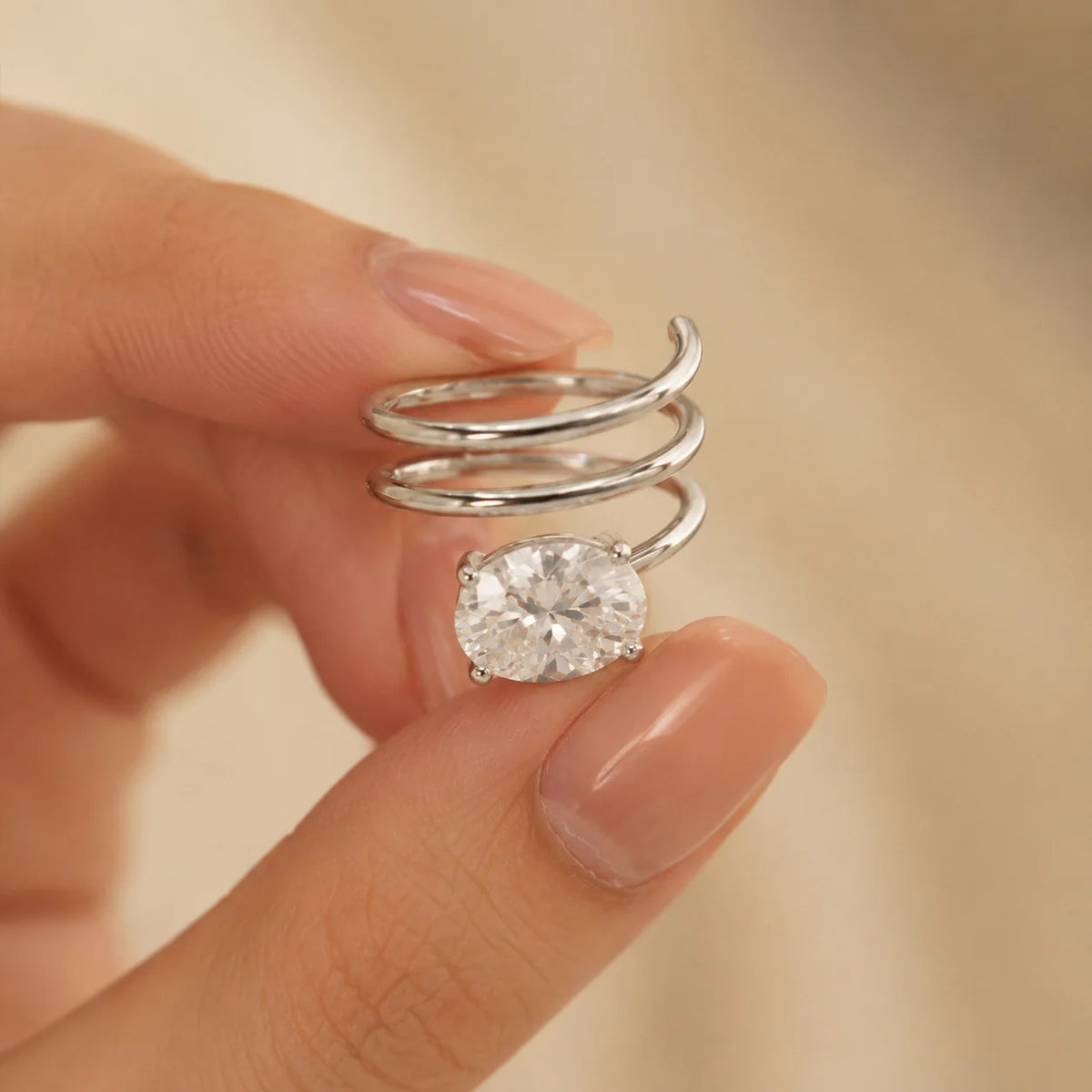 EWYA 3PCS Stackable Moissanite Rings S925 Silver 2CT Oval Dove Egg Engagement Bands Marquise Leaf Luxury Promise Ring For Women