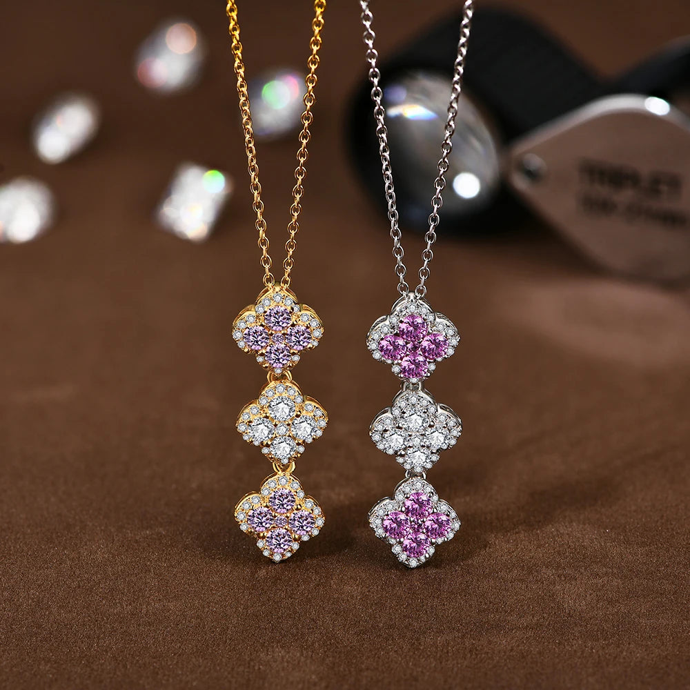 CHARMING Sparkling D Color Moissanite Diamond Necklace 925 Silver Pendant Necklaces Fine Jewelry for Women Gift With Certificate