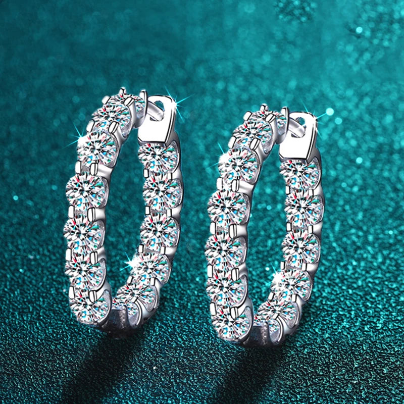 2.6CT D Color Moissanite Hoop Earring 925 Sterling Silver Plated with 18k Gold Earrings for Women Sparkling Party Jewelry