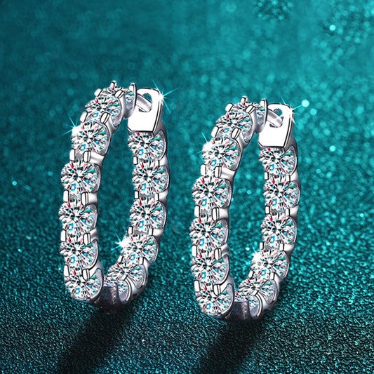 2.6CT D Color Moissanite Hoop Earring 925 Sterling Silver Plated with 18k Gold Earrings for Women Sparkling Party Jewelry