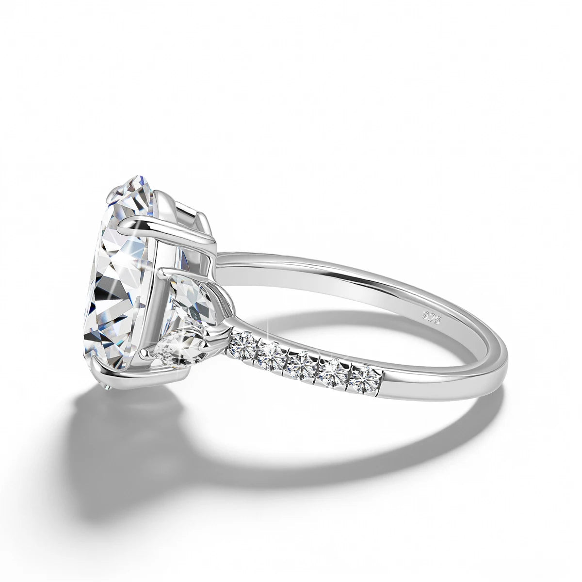 4.5ct Oval Cut Moissanite Engagement Ring for Women, 925 Sterling Silver D Color VVS1 Diamond Ring  Promise Wedding Fine Jewelry