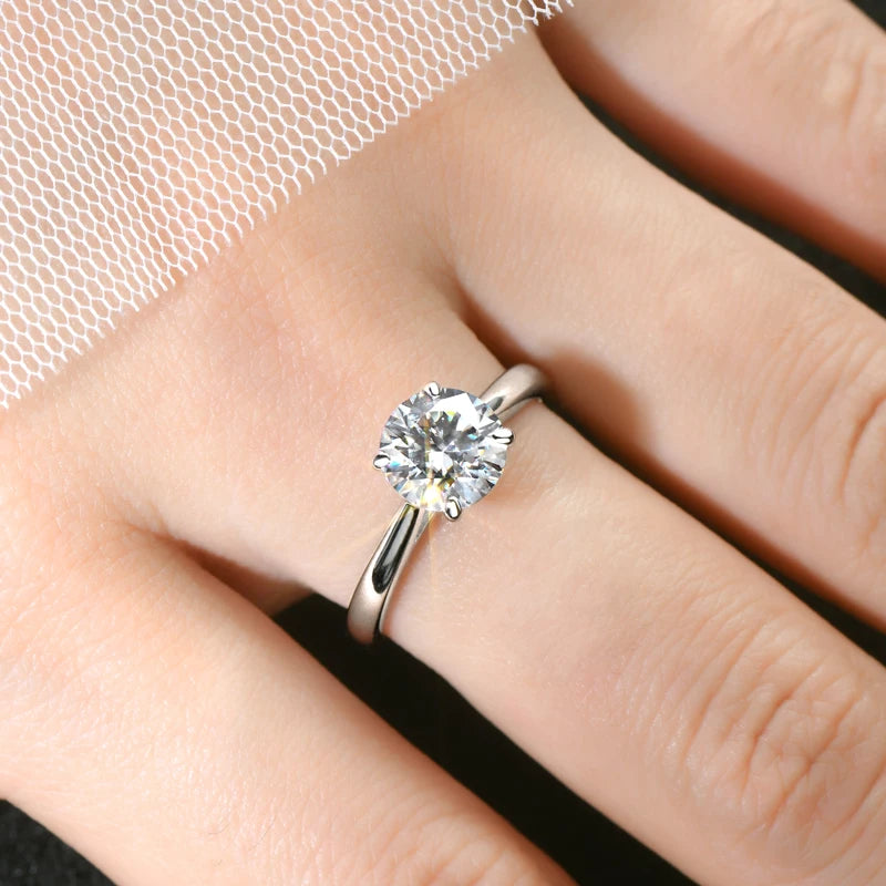 8mm 2.0CT D Moissanite Bridal Set Solitaire Ring 925 Silver Stackable Band for Women Engagement Wedding Finger Jewelry Sets S925