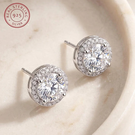 1ct D Color Moissanite Earring for Women Wedding Fine Jewely with GRA 925 Sterling Sliver Plated 18k White Gold Earring Gift
