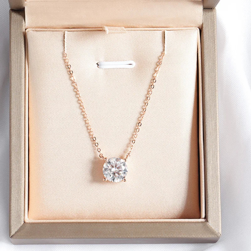 1–5 CT Round Solitaire Moissanite Necklace