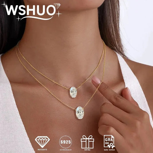 1–3 CT Oval Cut Solitaire Moissanite Pendant Necklace