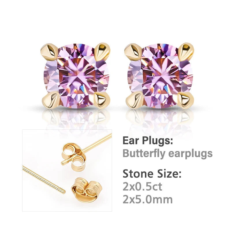 GIGAJEWE 925 Sterling Silver 4-Prong Stud Earrings D Color & Nova Color Moissanite Earrings for Women Fine Jewelry Gift