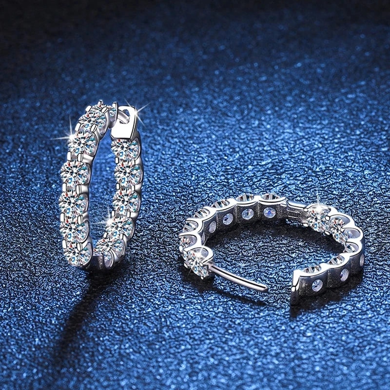 2.6CT D Color Moissanite Hoop Earring 925 Sterling Silver Plated with 18k Gold Earrings for Women Sparkling Party Jewelry