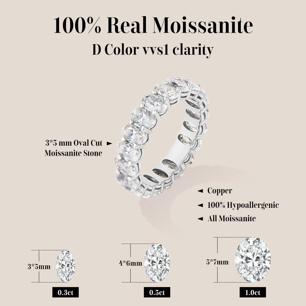 ATTAGEMS Moissanite Eternity Rings for Women Gold Plated Copper Full Pave Stackable Engagement Band for Her Bridal Jewelry Gifts