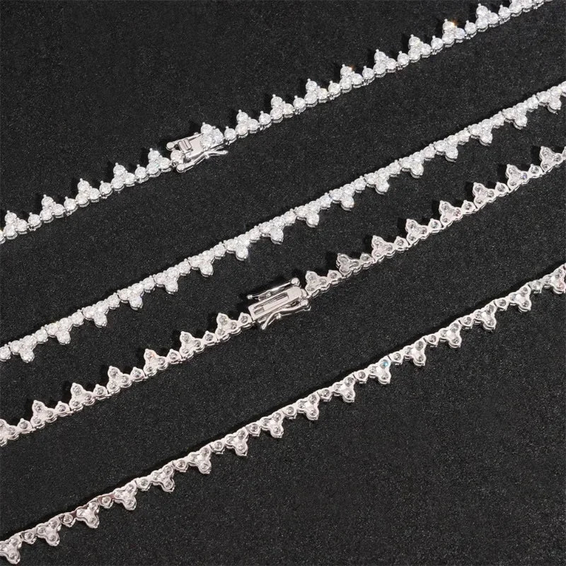 925 Silver 2.5MM Real Moissanite Tennis Necklace 3 Prong Hiphop Jewelry Bling Diamond Link Chain Necklaces Women Men Pass Tester