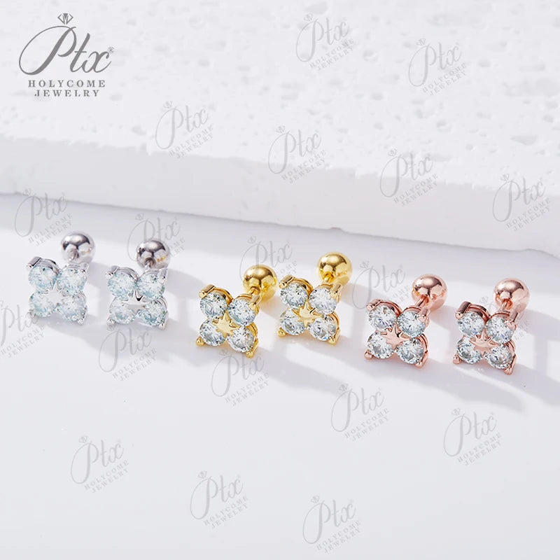 Moissanite Stud Earrings 925 Sterling Silver Screw-Back Piercing Ear Jewelry for Women Men Gifts