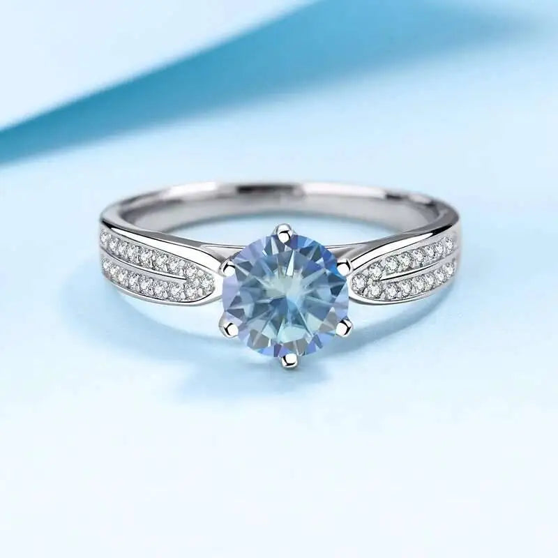 1CT 6.5MM D Color VVS GRA Moissanite Ring For Charm Lady 925 Sterling Silver Female Fine 925 Sterling Silver Jewelry Wholesale