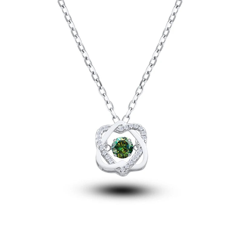 Moissanite Necklace For Women 100% Sterling S925 Silver With White Gold Plated Lab Diamond Jewelry Wedding Pendant with O-chain
