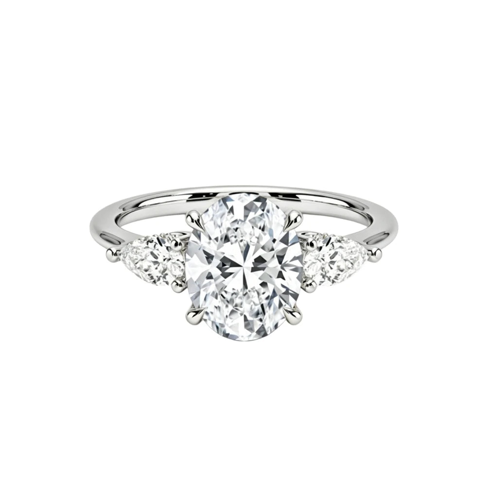 1-8 Ct Oval Cut Moissanite Engagement Ring Oval Three-stone Diamond Wedding Ring for Women 925 Sterling Silver with Certificate