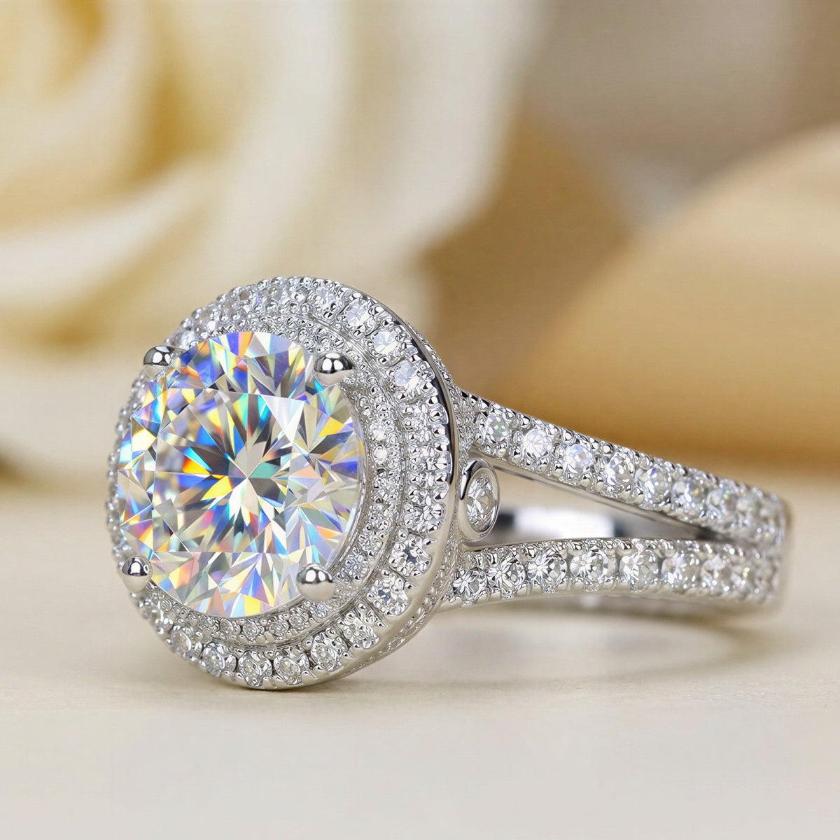 Everly Halo Engagement Ring close-up