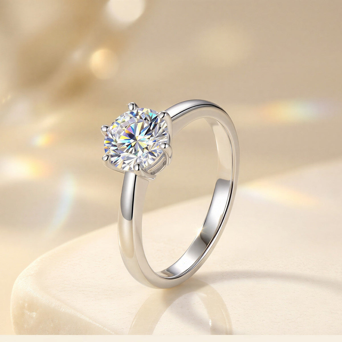 Everly Simple Solitaire Ring - six-prong moissanite solitaire