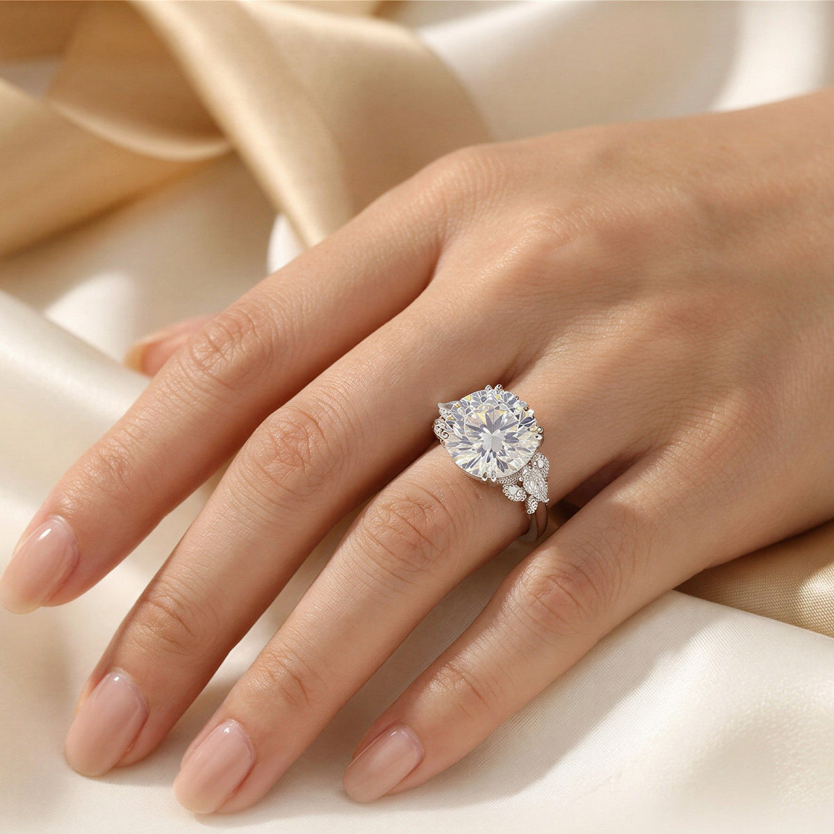Everly Grand Solitaire Ring worn on the hand
