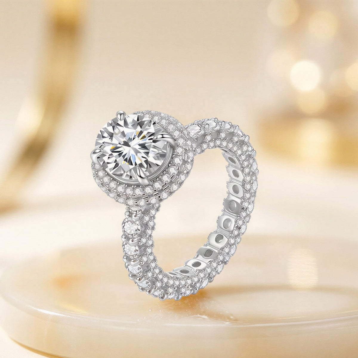 Everly Oval Radiance Ring - halo ring on an eternity band