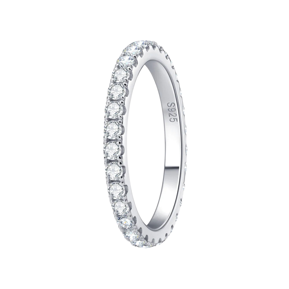 Slim Round Moissanite Full Eternity Band