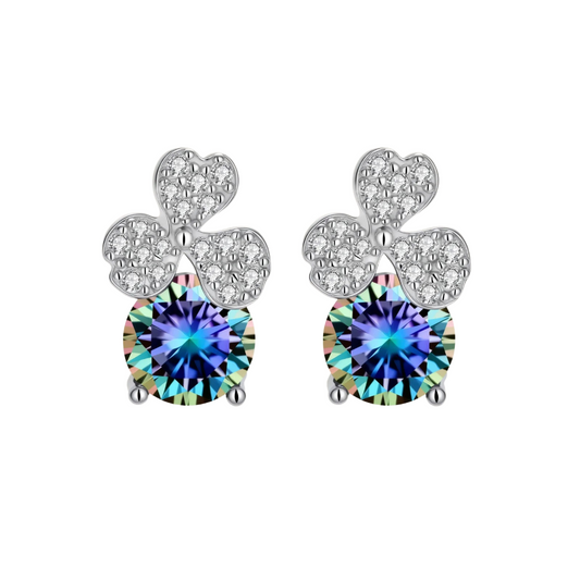 Lucky Clover Moissanite Studs