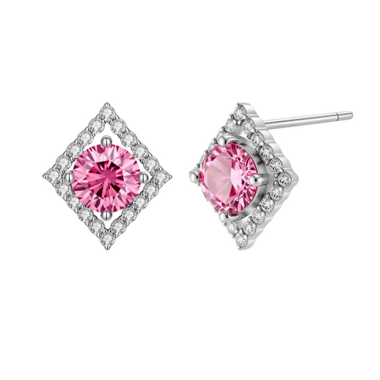 Diamond Halo Moissanite Studs